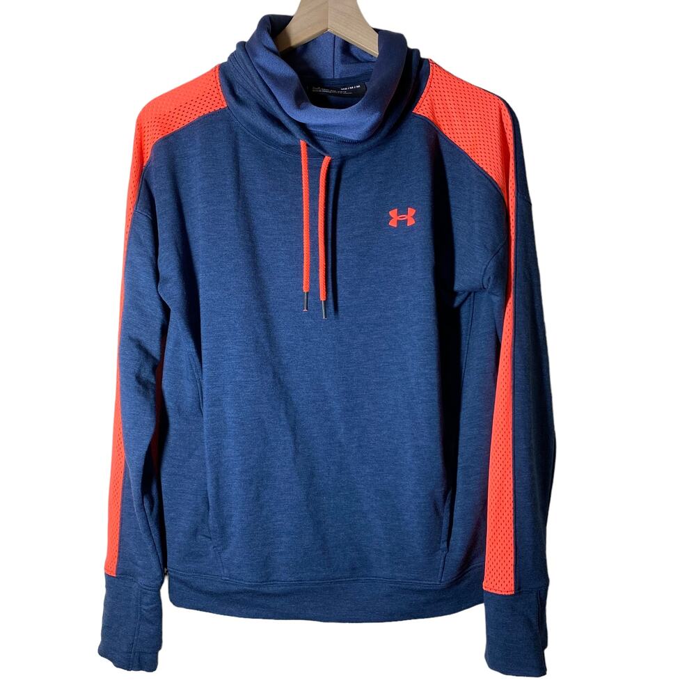 Under Armour Blue‎ Orange Loose Cowl Neck Sweatshirt Size Medium Athletic Active